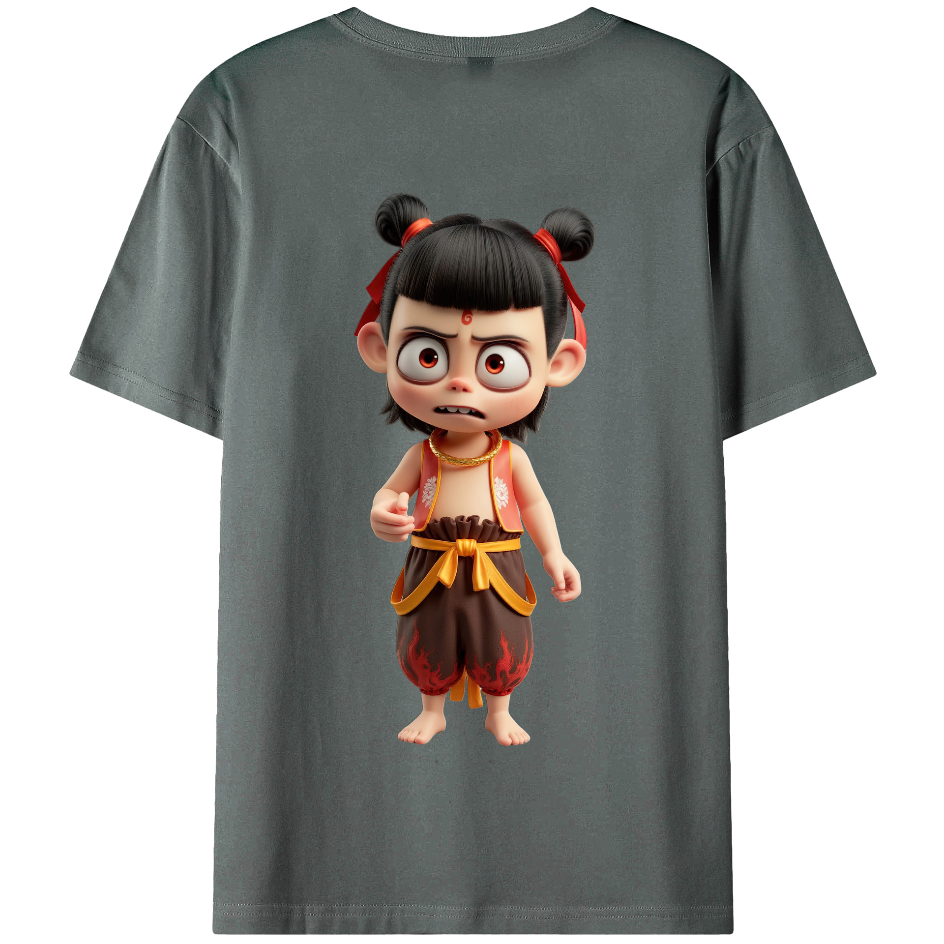 （画像用） Ne Zha 2 ナタ 魔童の大暴れ 綿100％半袖Tシャツ（背面プリント）